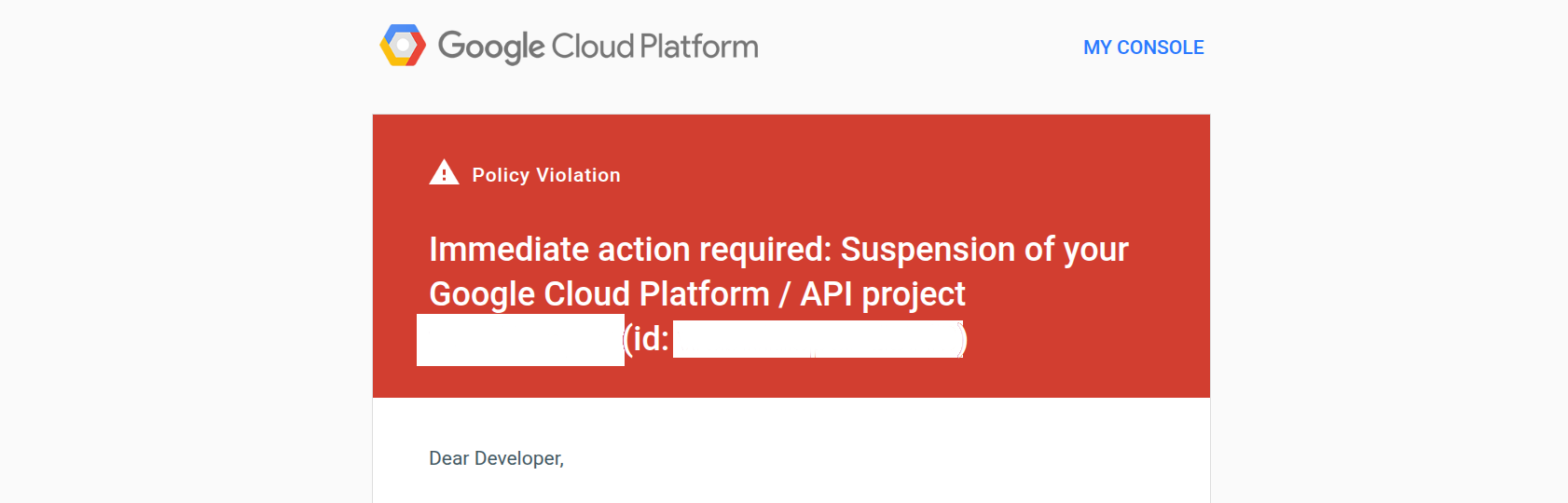 Google blocked my project