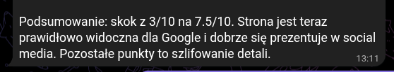 wynik SEO analizy strony internetowej
